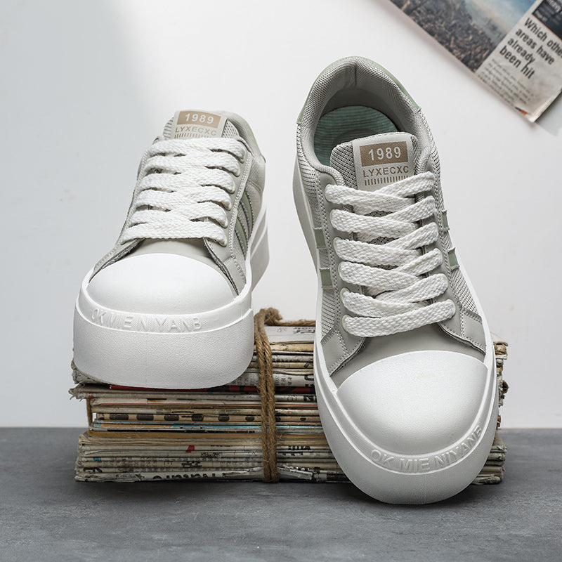 2026 men's breathable casual platform sneakers with height-increasing sole, versatile summer work shoes