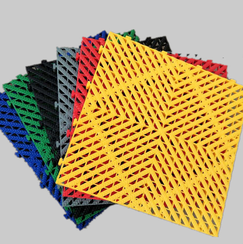 Plastic mosaic grille for car wash room in a close-up view
