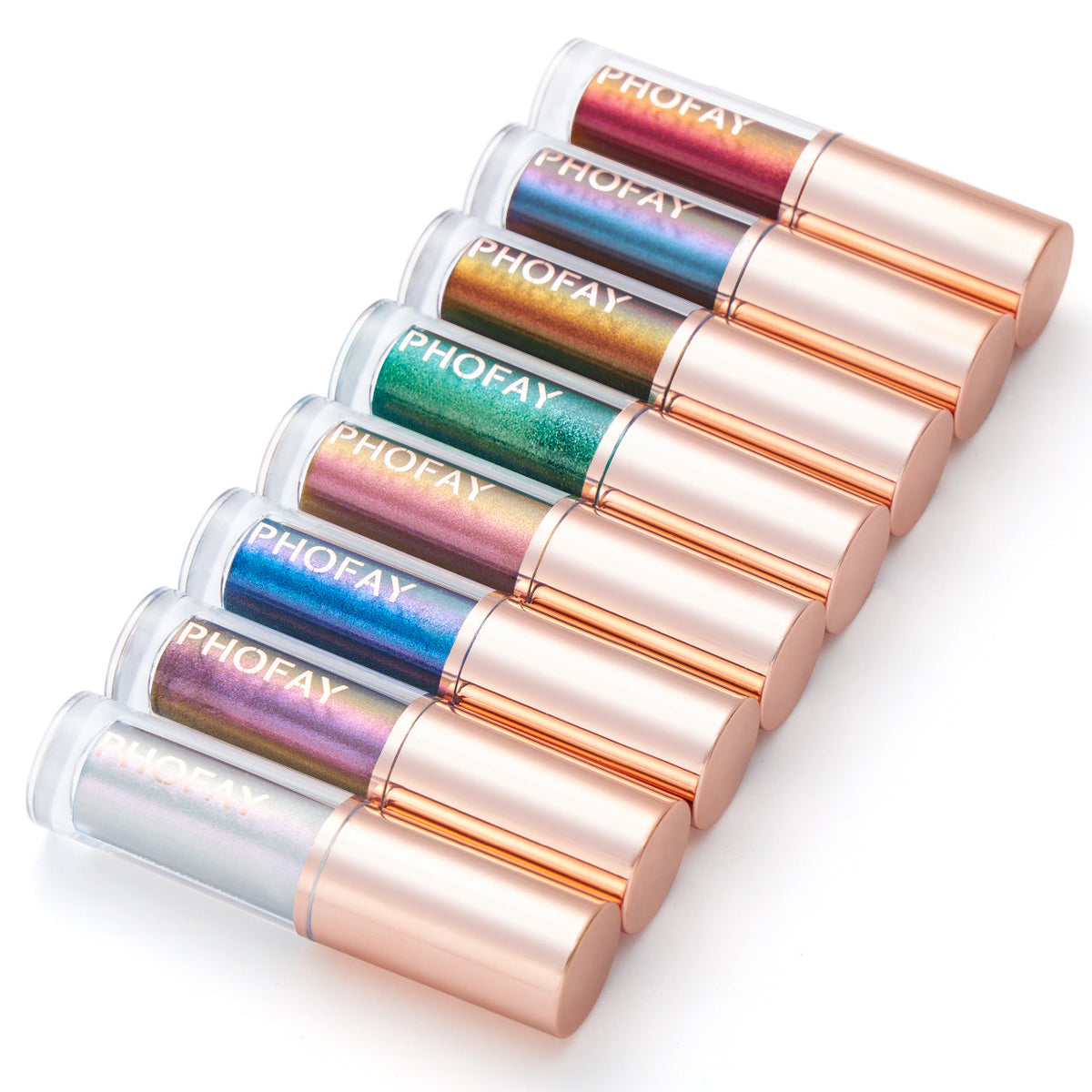 PHOFAY liquid glitter eyeliner set with multiple sparkling shades and precision applicator brushes