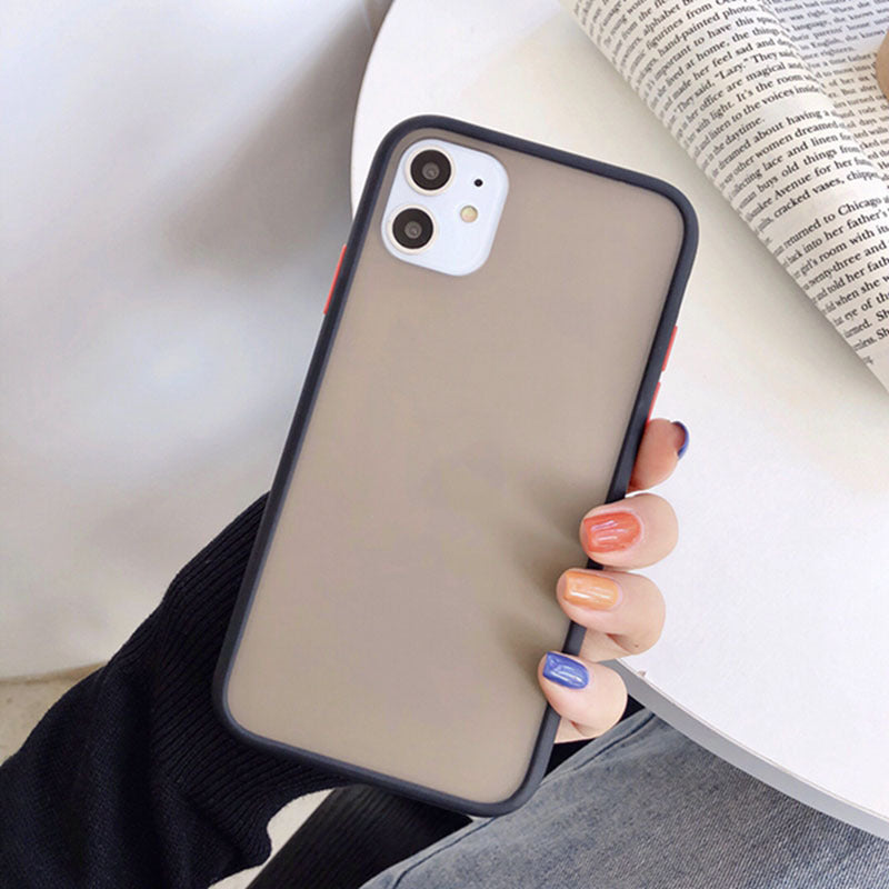 Frosted silicone phone case with a smooth matte finish in a protective smartphone cover design