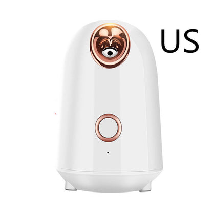 Nano thermal spray moisturizing face steamer with compact white design and facial mist nozzle