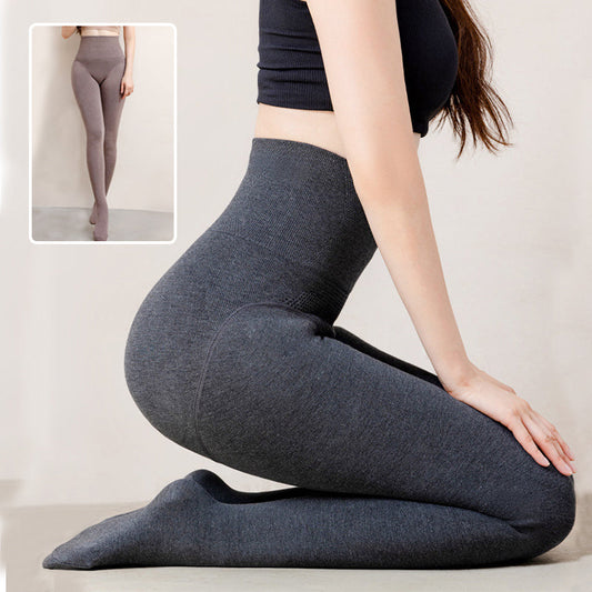 Winter high waist leggings with sock-style pantyhose, warm thin legs pants for women