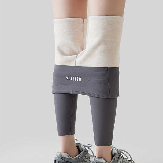 Women’s high waist cashmere leggings, solid plush winter warm slim trousers in black