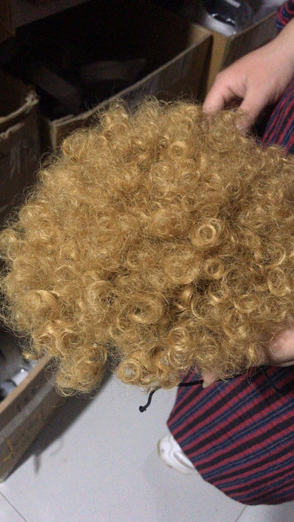 High puff ponytail hairpiece, shown from the front with voluminous textured hair and a secure base