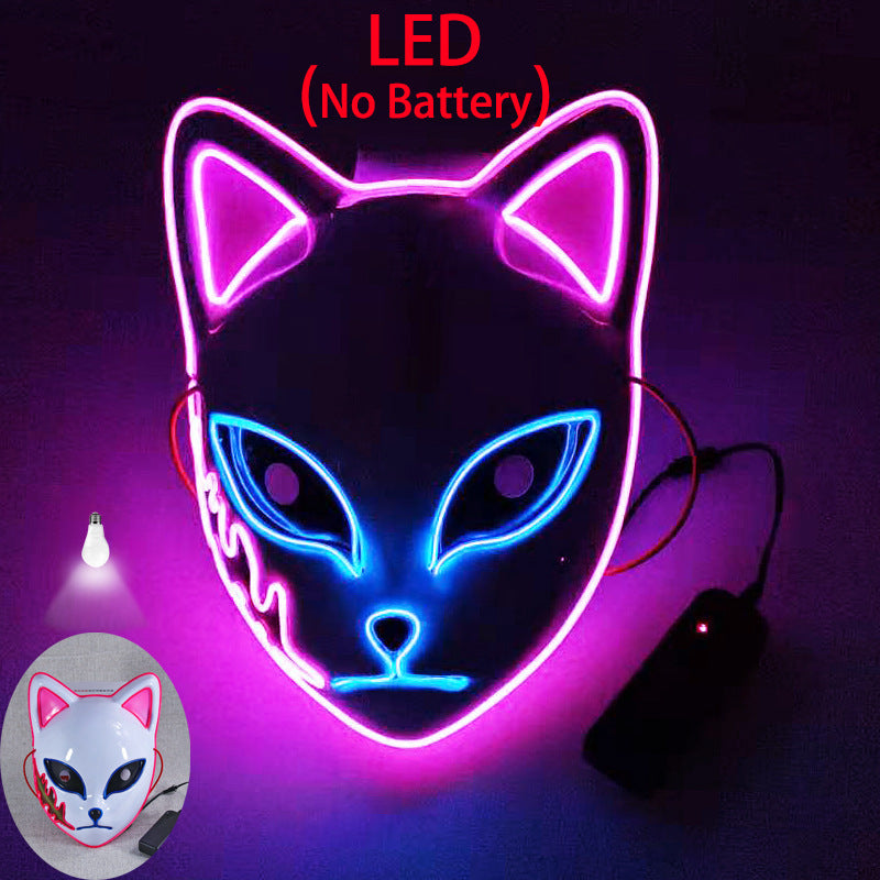 Luminous Line LED cat face mask with glowing feline design and adjustable fit