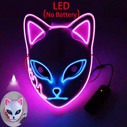 Luminous Line LED cat face mask with glowing feline design and adjustable fit