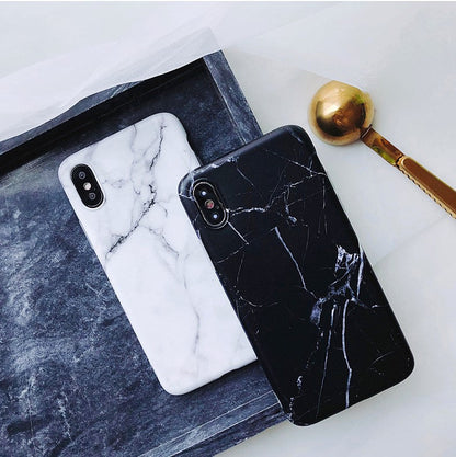 Marble silicone phone case compatible with Apple iPhone 7, 8 Plus, X, XR, XS, 6, and 6S