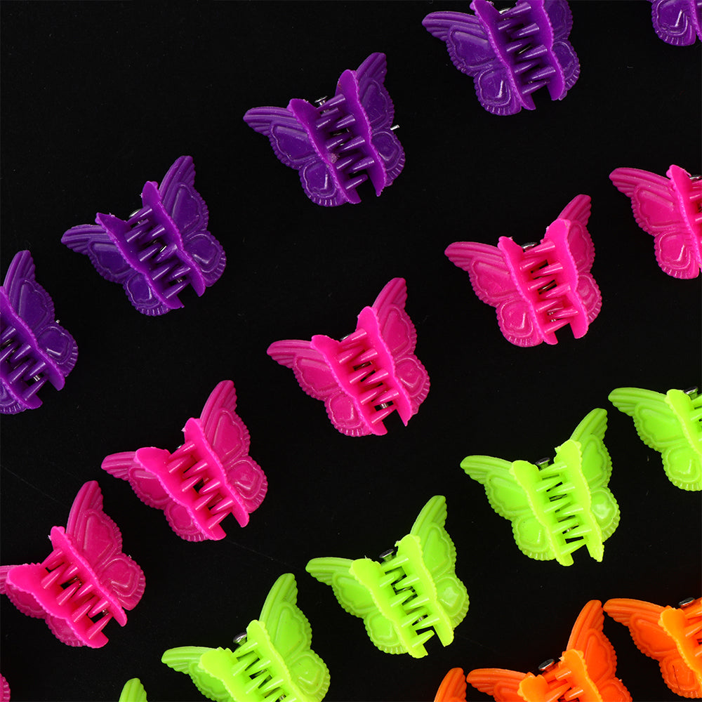 Color mini hair clips in assorted shades, compact accessory set displayed together