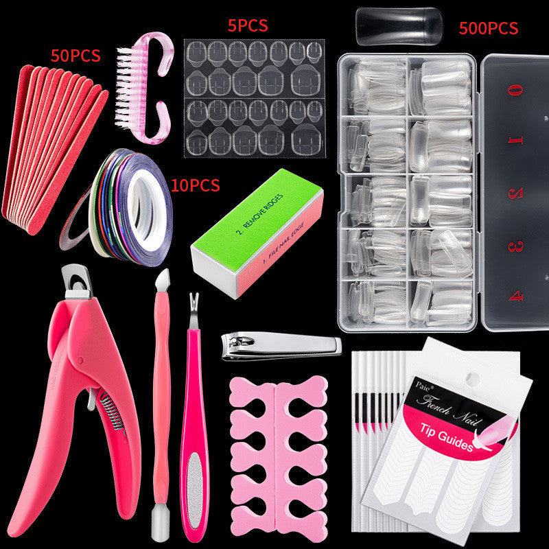 500 French nails in assorted sizes, shown in clear storage packaging