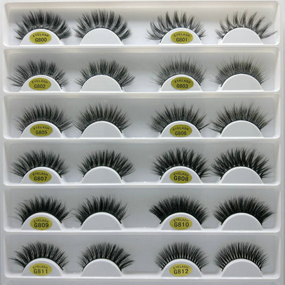 3D mink hair false eyelashes with voluminous, layered fibers and a natural curved lash design