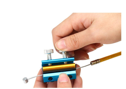 Clutch cable oil lubrication tool for motorcycle maintenance, compact black cable oiler device