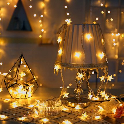 Starry LED lantern with flashing string lights for room layout décor
