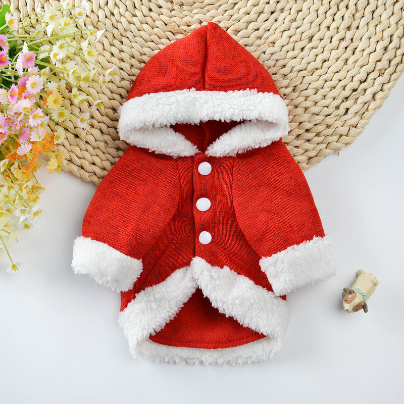 Red and green Christmas sweater for dogs with festive snowflake pattern
