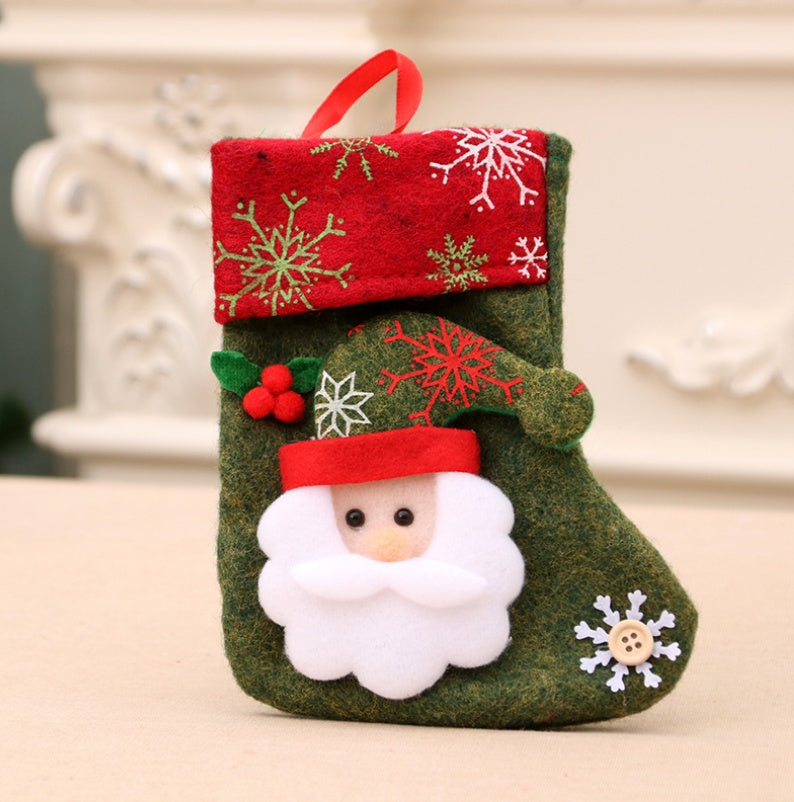 Christmas decorations printed candy bag with festive holiday patterns and drawstring closure