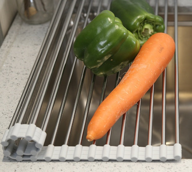Folding stainless steel kitchen sink drain rack by My Store