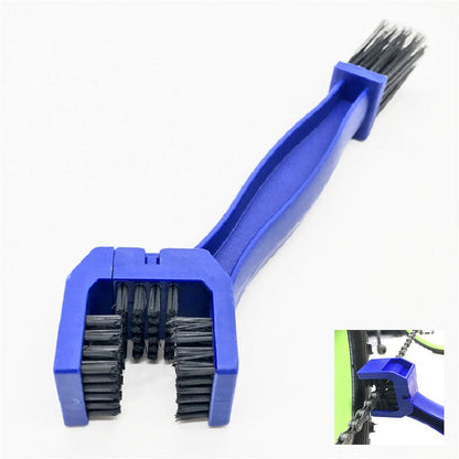 Bicycle maintenance chain cleaner product, front view on white background
