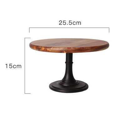 Solid wood tray dessert cake stand with raised edge and natural wood grain