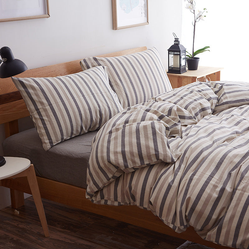 Pure cotton four-piece bed sheet set by My Store, showing soft bedding fabric and coordinated pieces