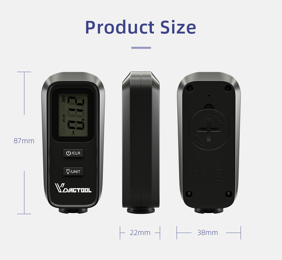 Automotive paint coating thickness gauge for measuring vehicle paint layers