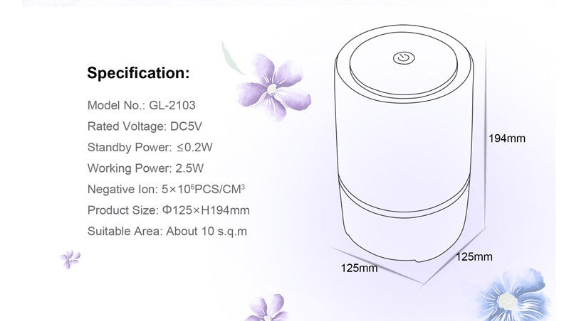USB desktop air freshener diffuser in compact design
