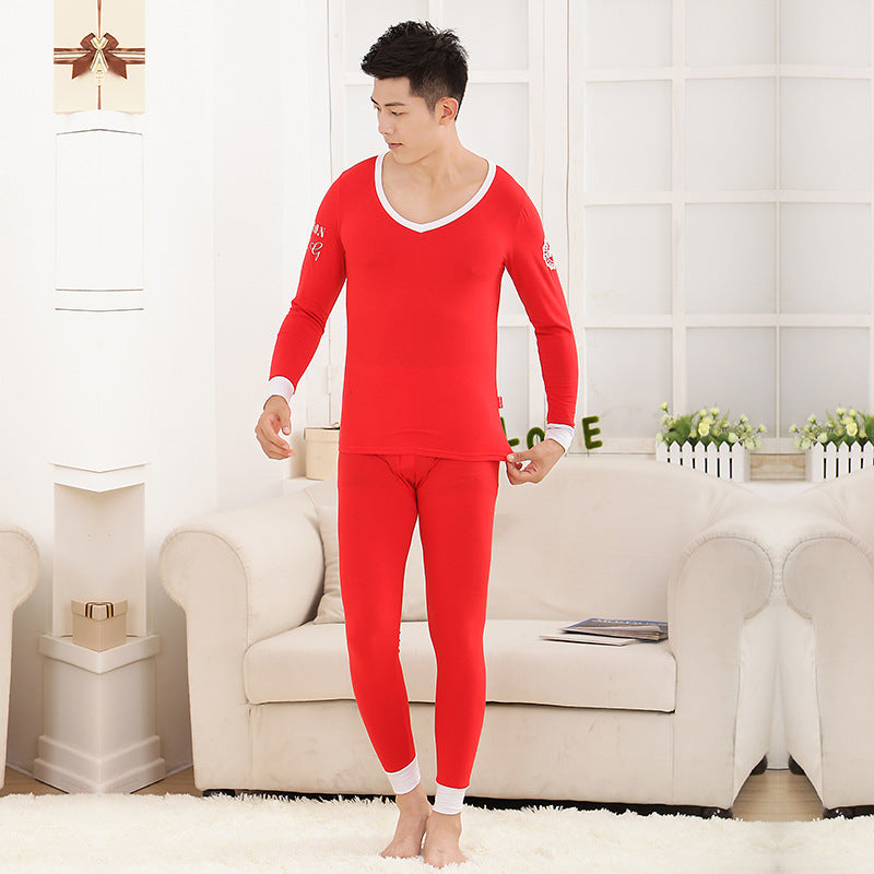 Men's tights Modal basic round neck thermal underwear set