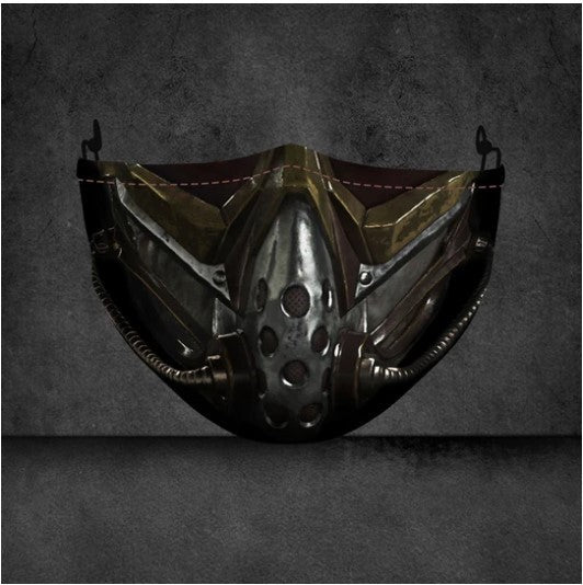 Explosive Halloween mask with eerie monster design, photographed from the front