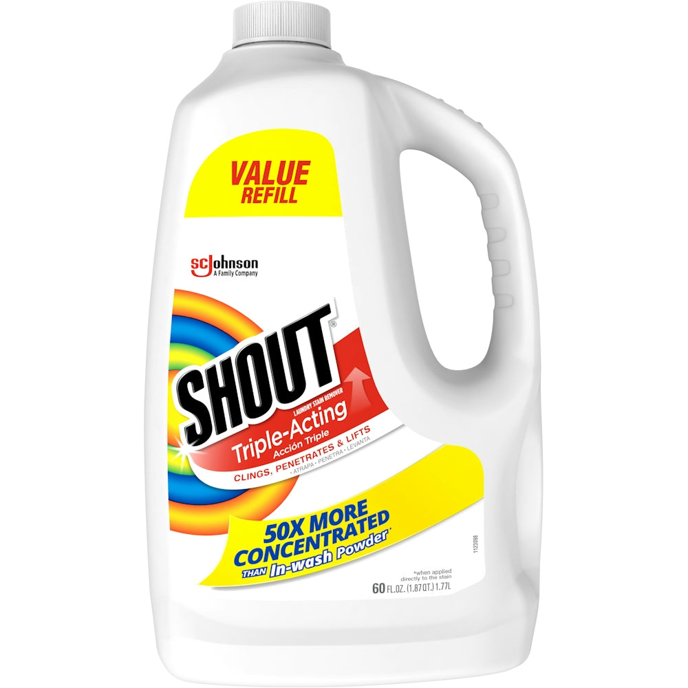 Shout Laundry Stain Remover, Triple Acting, Value Refill 60 Fl Oz