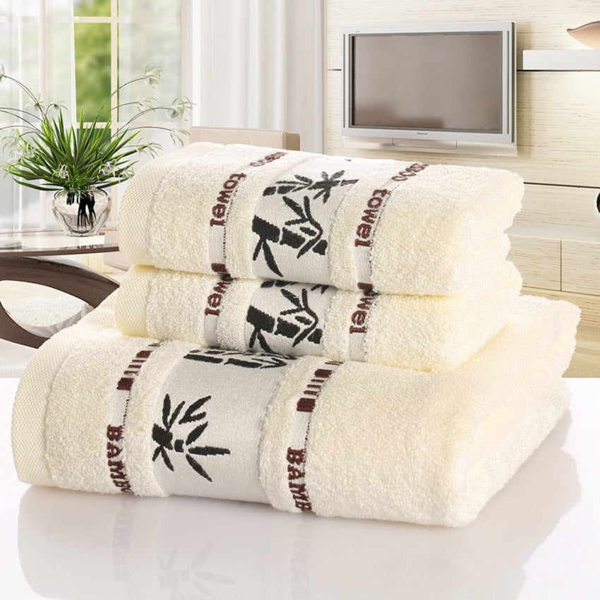 Bamboo charcoal fiber bath towel, soft textured fabric in a neutral color