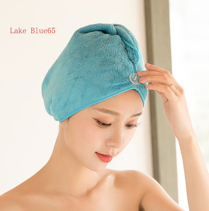 Women's hair dryer cap and absorbent dry hair towel in soft fabric, displayed flat