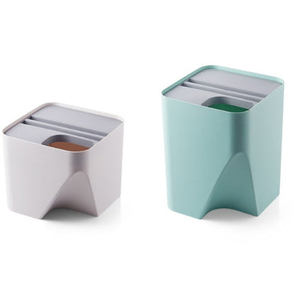 Stacked kitchen trash can recycle bin for dry and wet waste separation in white, suitable for bathroom use