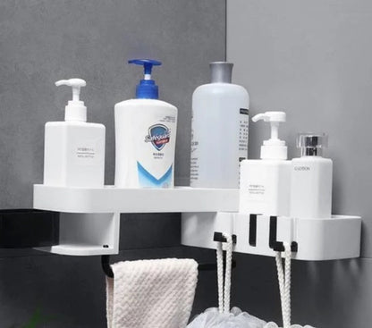 Multifunctional bathroom shelf with spacious storage design for organizing toiletries