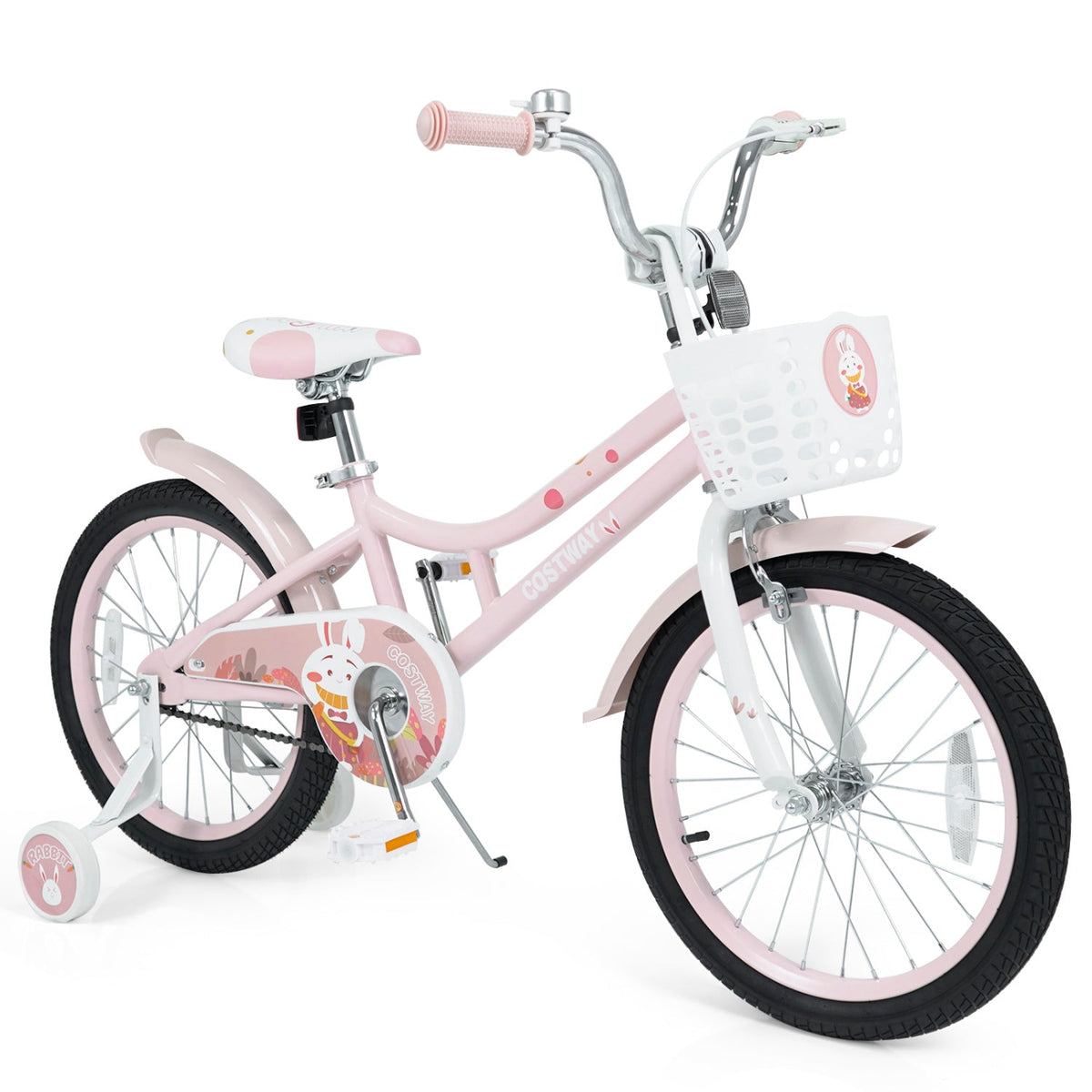18-inch kids bike by GBruno Store featuring training wheels, a front basket, and adjustable seat for young riders.
