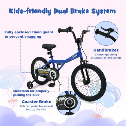 Navy 14-inch kids bike with removable training wheels from GBruno Store, suitable for young children learning to ride.
