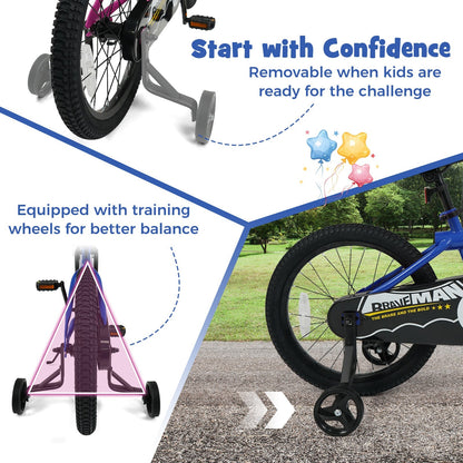 Kids navy 14-inch bike with removable training wheels from GBruno Store, featuring a sturdy frame and colorful design for young riders.