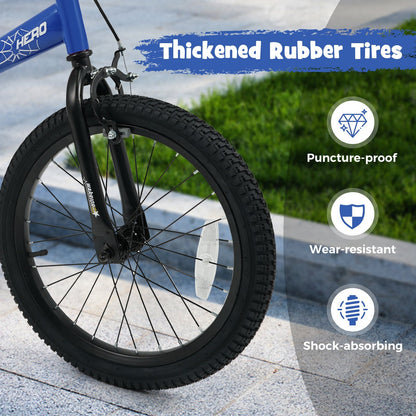 Kids 14-inch navy bike with removable training wheels, suitable for children, featuring a sturdy frame and colorful design.