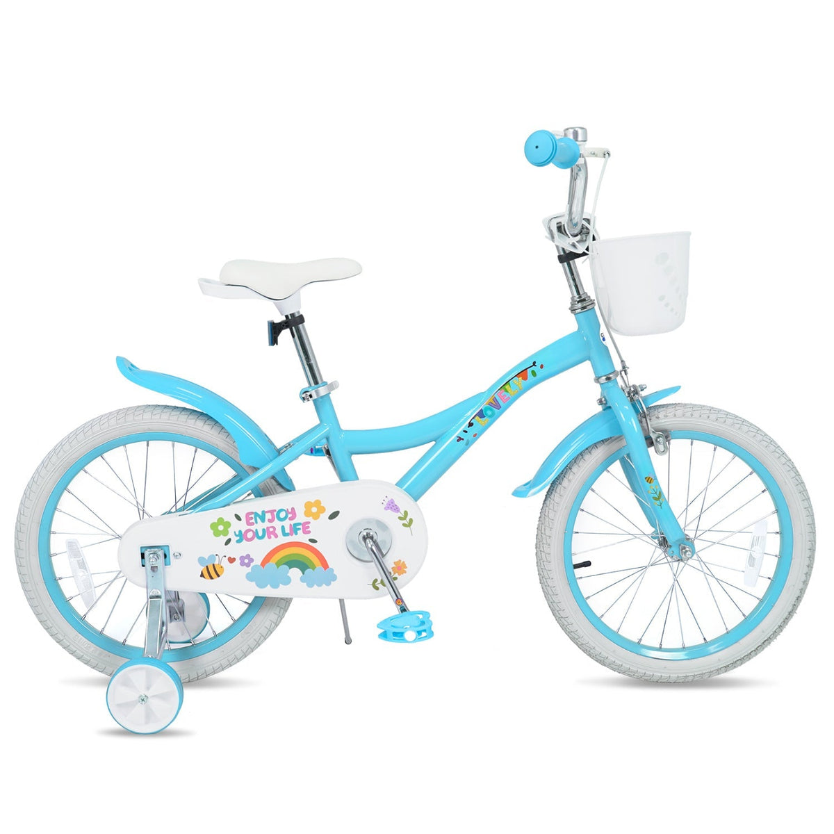 Girls bike 12-18 inch with training wheels and basket, colorful kids bike by GBruno Store, suitable for young children.