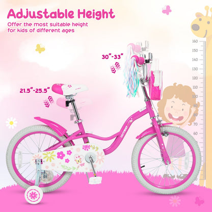 Girls kids bike 12-18 inches with training wheels and front bag, featuring colorful frame and safety features by GBruno Store.