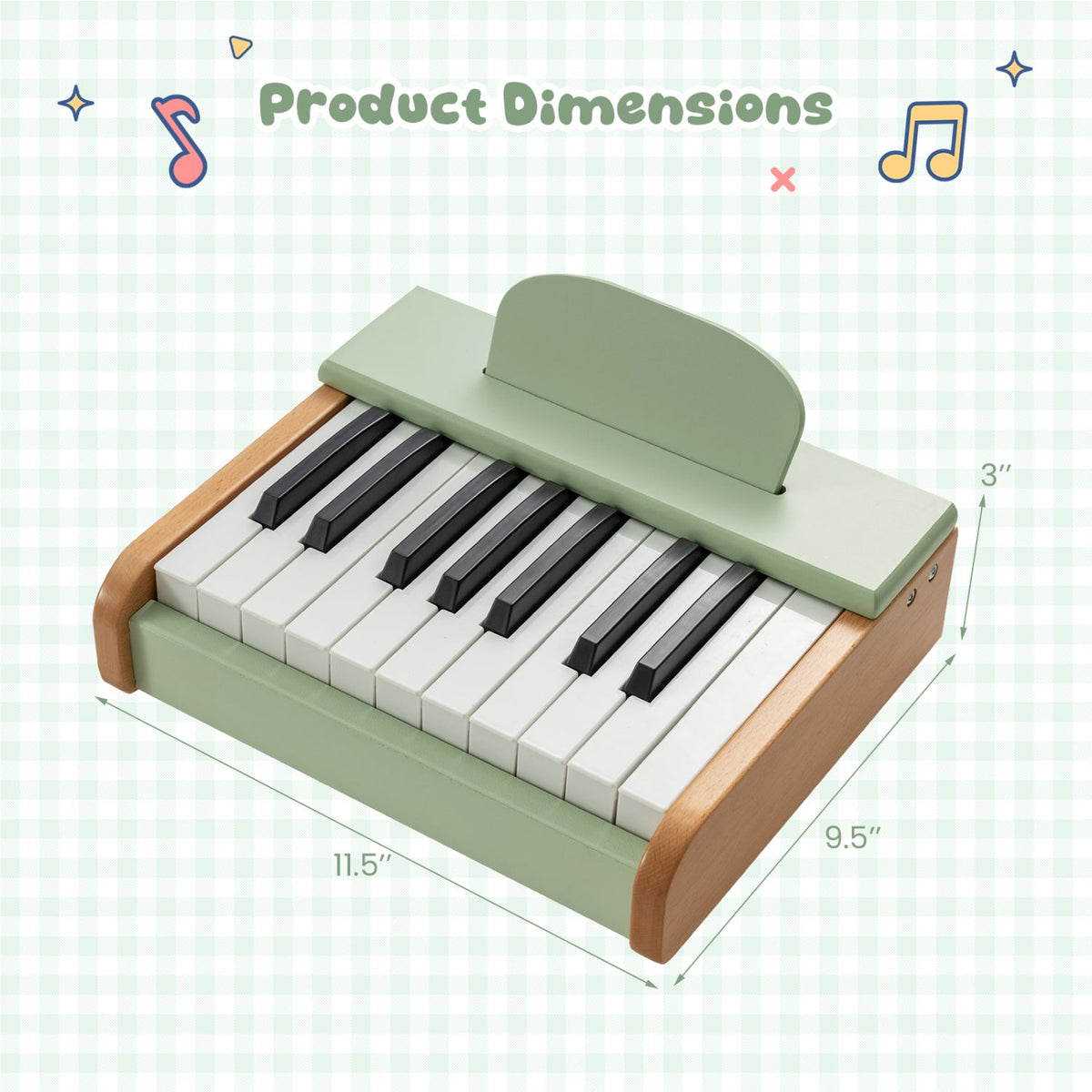 Wooden 18-key kids' piano with music stand, colorful musical toy for children, by GBruno Store.