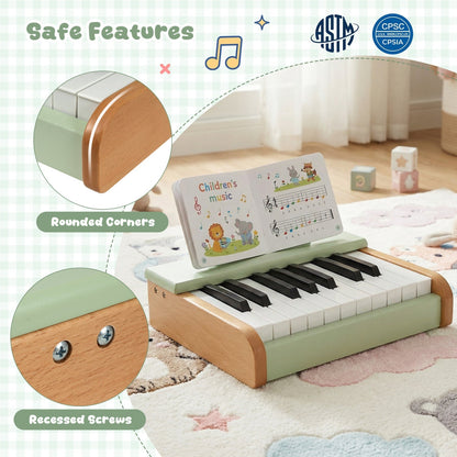 Wooden 18-key kids' piano with music stand, colorful musical toy for children, by GBruno Store.