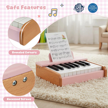 Wooden 18-key kids' piano with music stand, colorful musical toy for children, by GBruno Store
