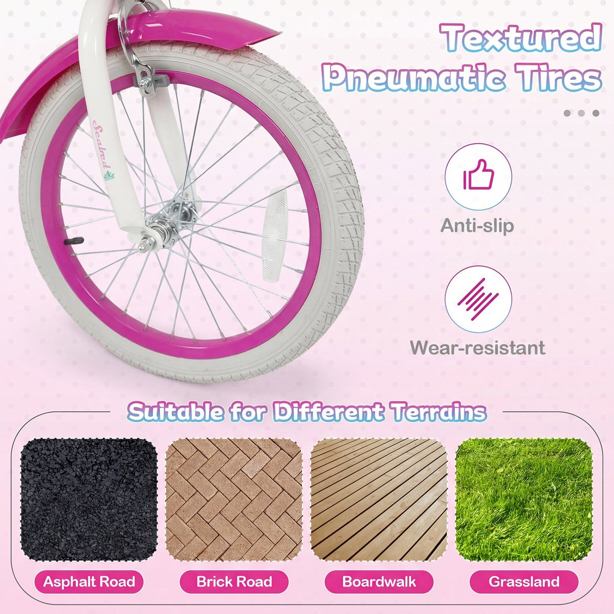 Pink 18-inch kids bike with training wheels and front basket, designed for young children by GBruno Store