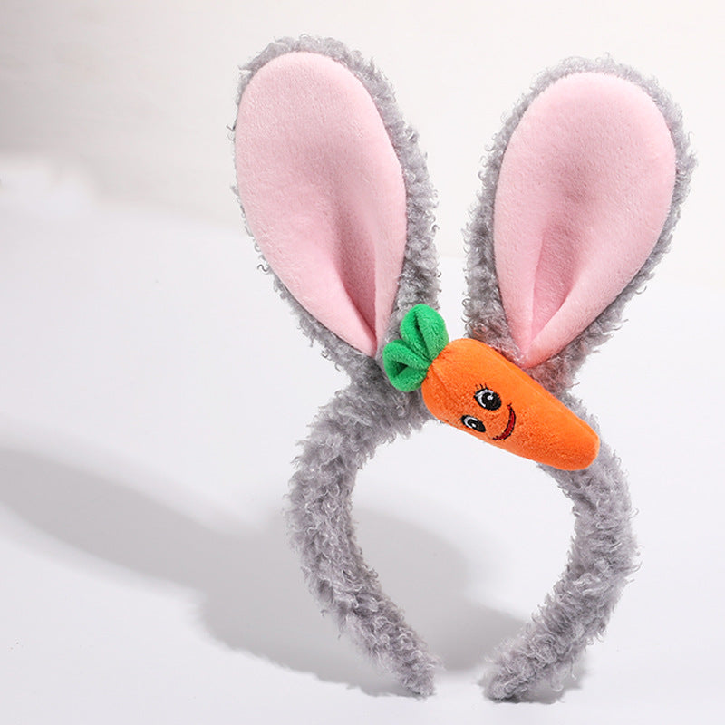 Easter bunny rabbit ears hair headband with soft pink ears on a white background