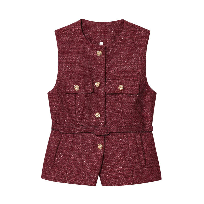 Women's knit V-neck vest by My Store in a classic sleeveless design