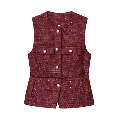 Women's knit V-neck vest by My Store in a classic sleeveless design