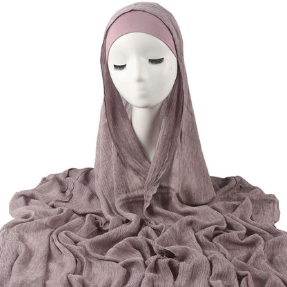 Solid-color pleated faux hijab for women by My Store