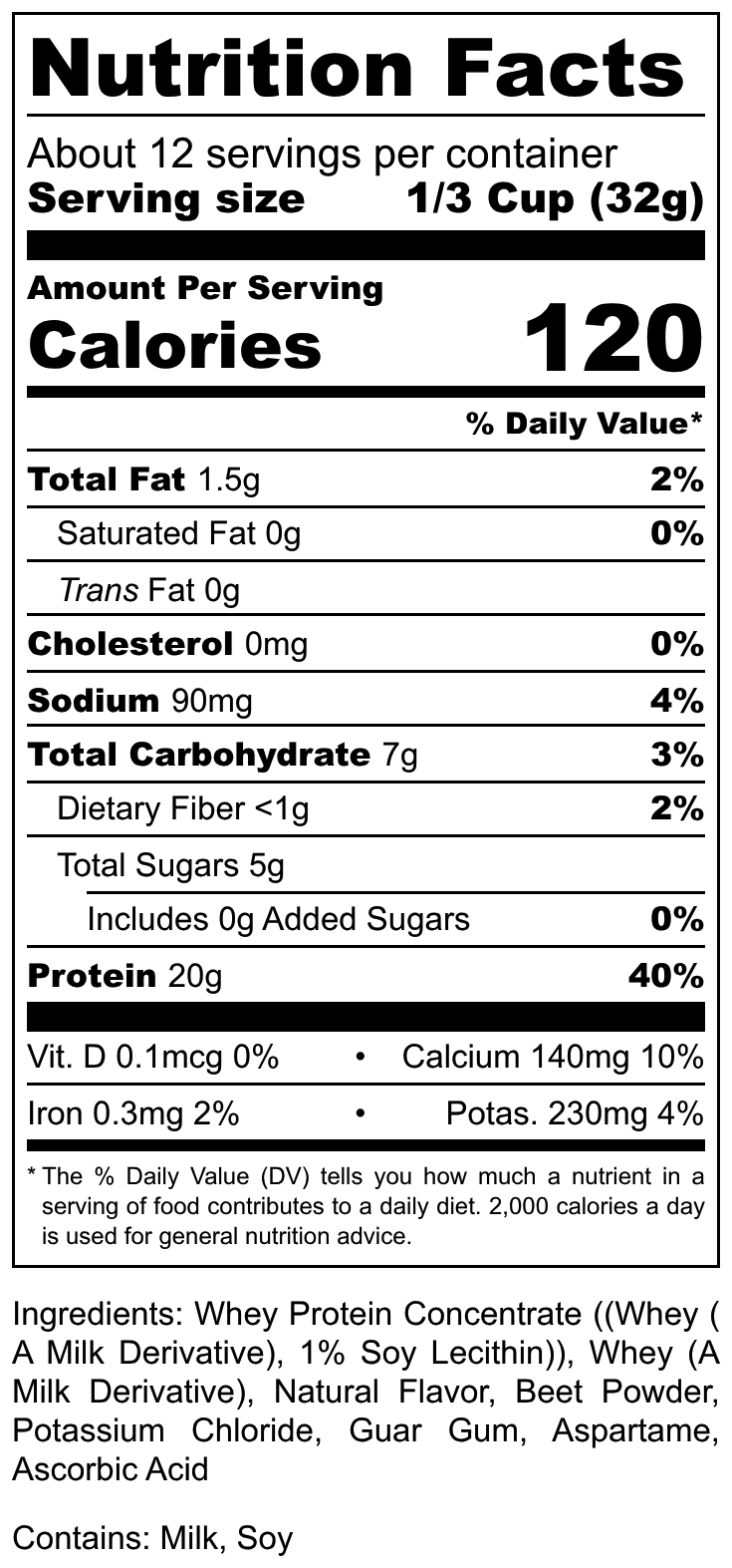 Hi-West Berry Protein Shake nutrition label showing ingredients and nutritional information on the packaging.