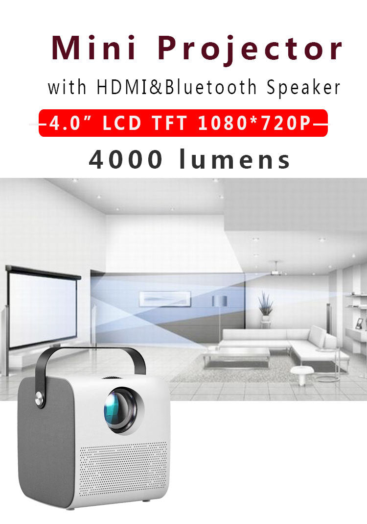1080P HD portable projector by My Store, compact black design with lens and control buttons