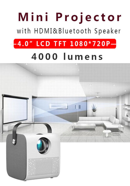 1080P HD portable projector by My Store, compact black design with lens and control buttons