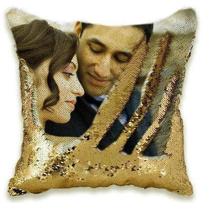 Custom photo sequin throw pillowcase