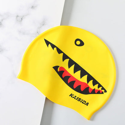 Silicone swimming cap by My Store, smooth stretch-fit swim cap shown flat